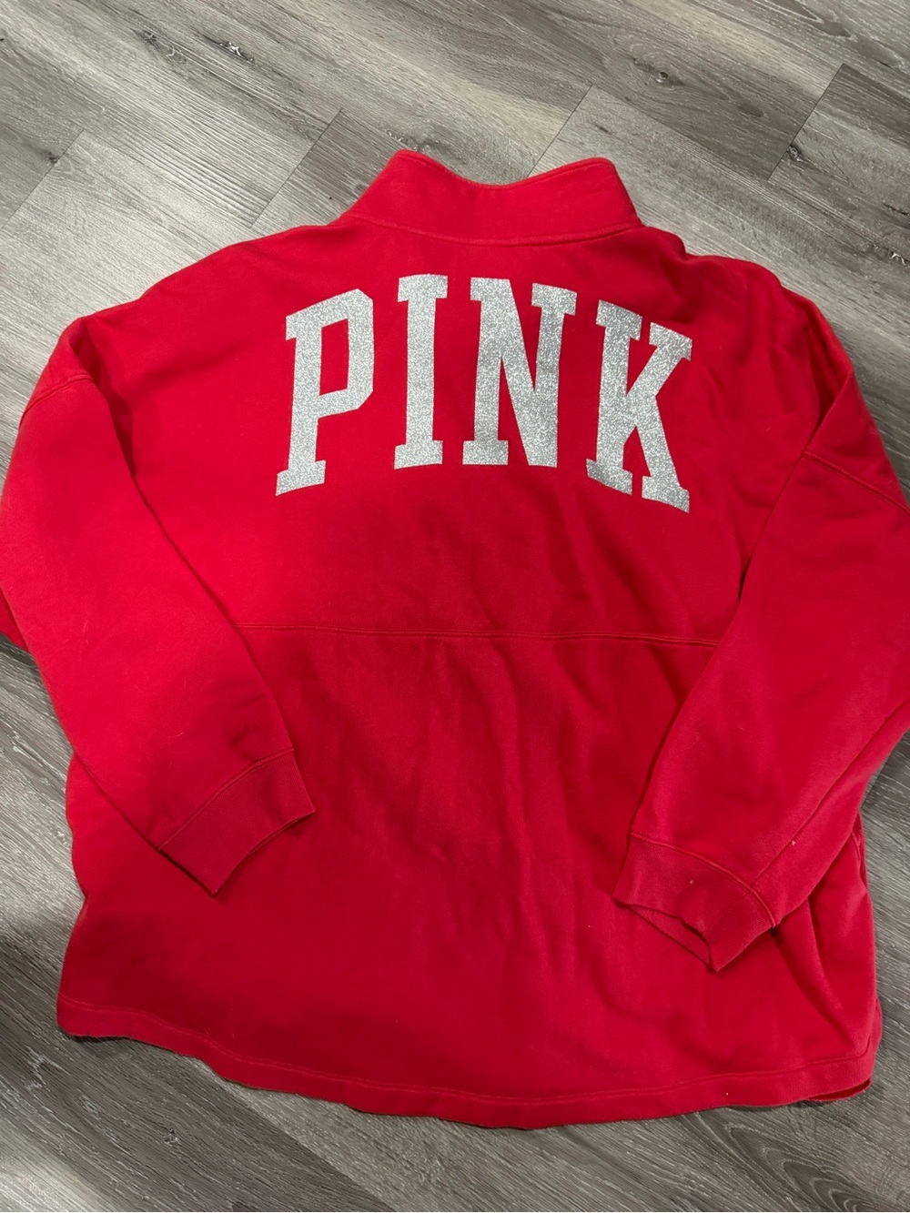 PINK Victoria's Secret Red Zip-Up Fleece Hoodie - Picture 3 of 3
